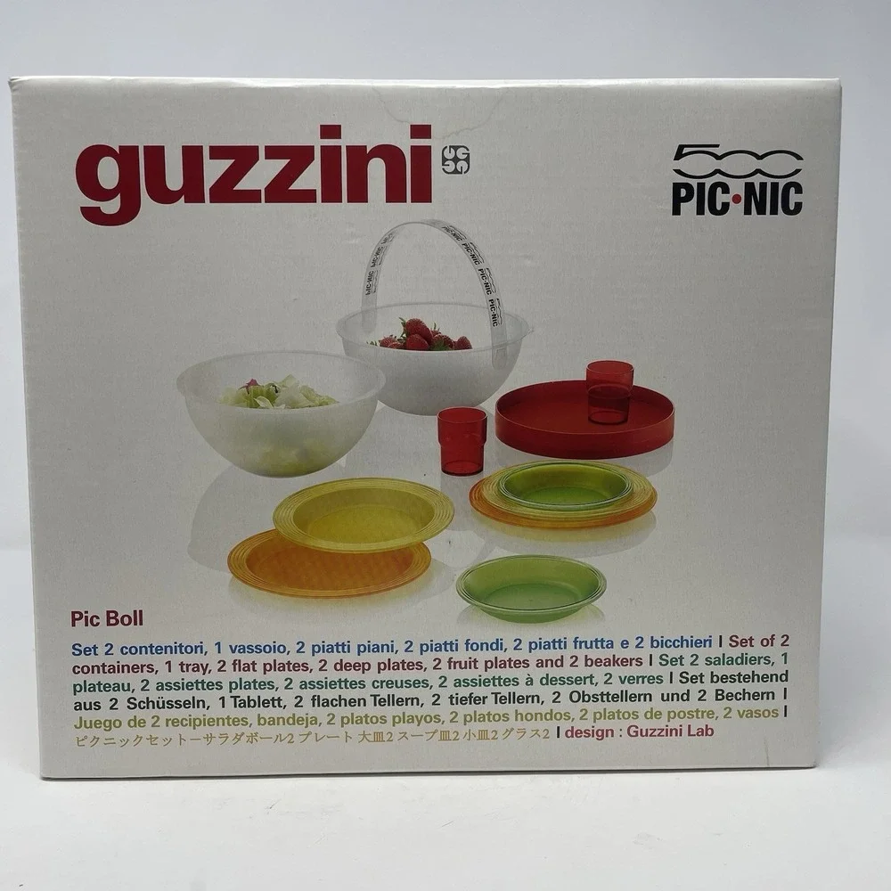 GUZZINI 500 FIAT‎ PIC NIC BOLL PLASTIC BALL DESIGN MODERN PICNIC SET FOR 2 NEW